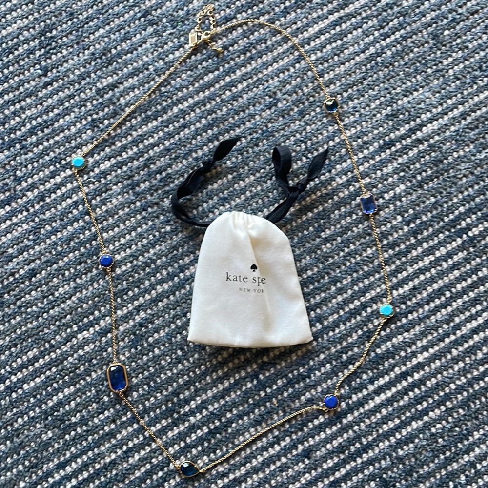 Kate spade blue and turquoise stone long necklace with adjustable chain